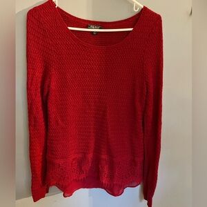 Lucky Brand Lace-Trim Red Scoop Neck Knit Sweater M
Holidays lightweight